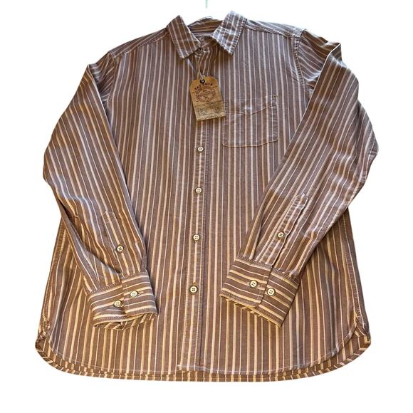 Fat Face Foss Stripe Button Up Shirt Men’s Size Small Red Bordeaux NWT *FLAW - Picture 1 of 15